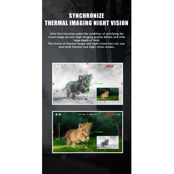THD-50 Binocular Double Light Fusion Thermal Image Night Vision Lens 50mm 384x288