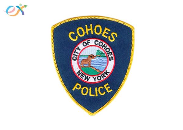 Polyester Material Police Embroidered Patch Size Customized With Iron On Backing