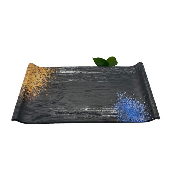 ODM 16.2'' Melamine Black Rectangle Plate Galaxy Pattern FDA