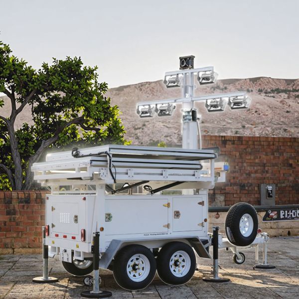 Automatic Lifting Mast Solar Light Tower Durable Using Portable Generator Light Tower