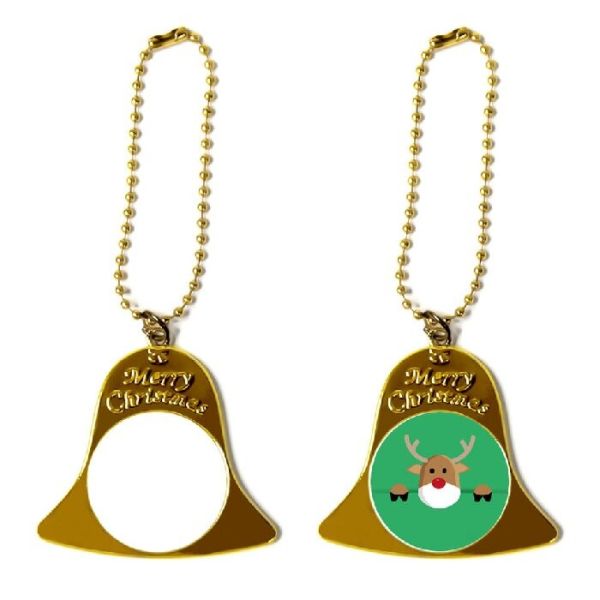 Adornos navideños de sublimación en blanco, metal, campana de Navidad, adorno colgante para árbol de Navidad