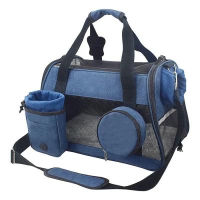 3 In 1 Pet Carrier Bag Small Cat Dog Travel Carrier Nylon PU Cotton Material