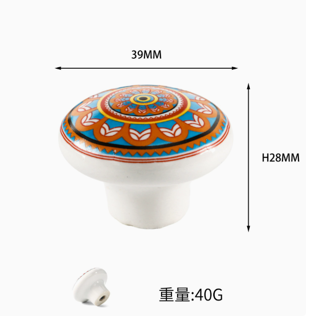 Vintage Bohemian Ceramic Handle Knob Classic Style Cartoon Kitchen Bedroom Drawer Cabinet Door Handle