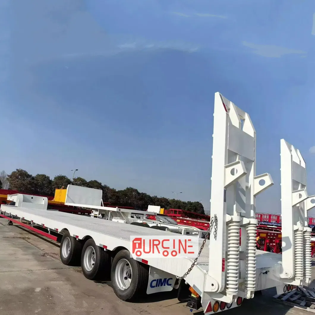 80 Ton Heavy Duty Three Axle Low Bed Semi Trailer for Excavator Transport