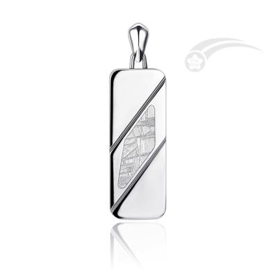 Rhombus Stainless Steel Muonionalusta Meteorite Pendant Polished