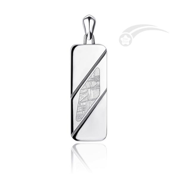 Rhombus Stainless Steel Muonionalusta Meteorite Pendant Polished