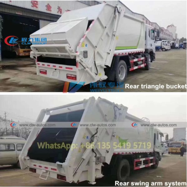 SHACMAN 4x2 6 Wheeler 14 16cbm Rear Loader Compressed Garbage Truck