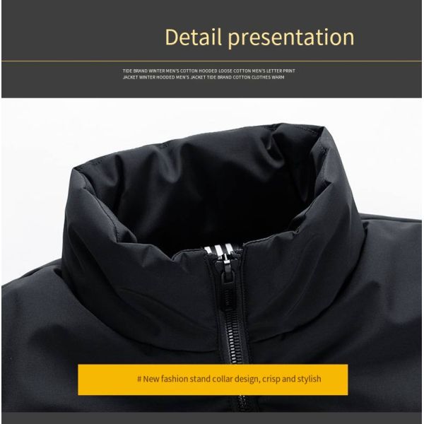 Men's Thickened Cotton Vest with Jacquard Pattern Regular Length No Hooded Winter 2024