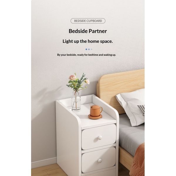 Modern Apartment Bedside Cabinet with 2 Drawers Multi-Functional Wooden Nightstand for Bedroom Storage