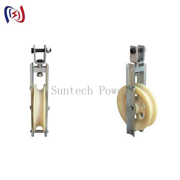 Bloque de polea simple de aleación de aluminio para tendido con polea de 75 mm o 100 mm y vida útil de un año para líneas de transmisión