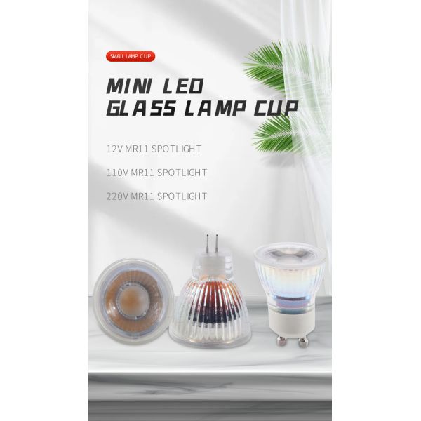 MR11 GU11 Mini LED Glass Lamp Cup 12V 110V 220V 35MM 3W COB