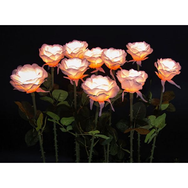 LED Silicone Rose Lights Lawn Simulation Flower Lamp Garden Courtyard Beautiful Display Bright Landscape Decorative