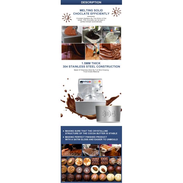 Small Chocolate Forming Machine for Chocolate 10kg/15kg Handmade Chocolate Melting