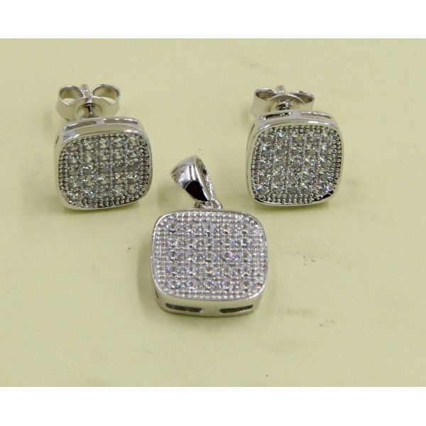 AAA CZ Solitaire Stud Серёжки из серебра для ювелирных изделий Square Earring Sterling silver cubic zirconia