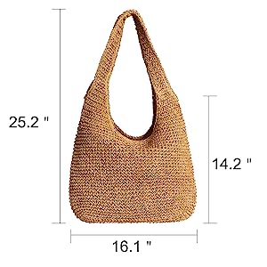 Woven Tote Bag for Women Large Straw Bags Summer Beach Hand-woven Shoulder Bag Boho Rattan Handbag