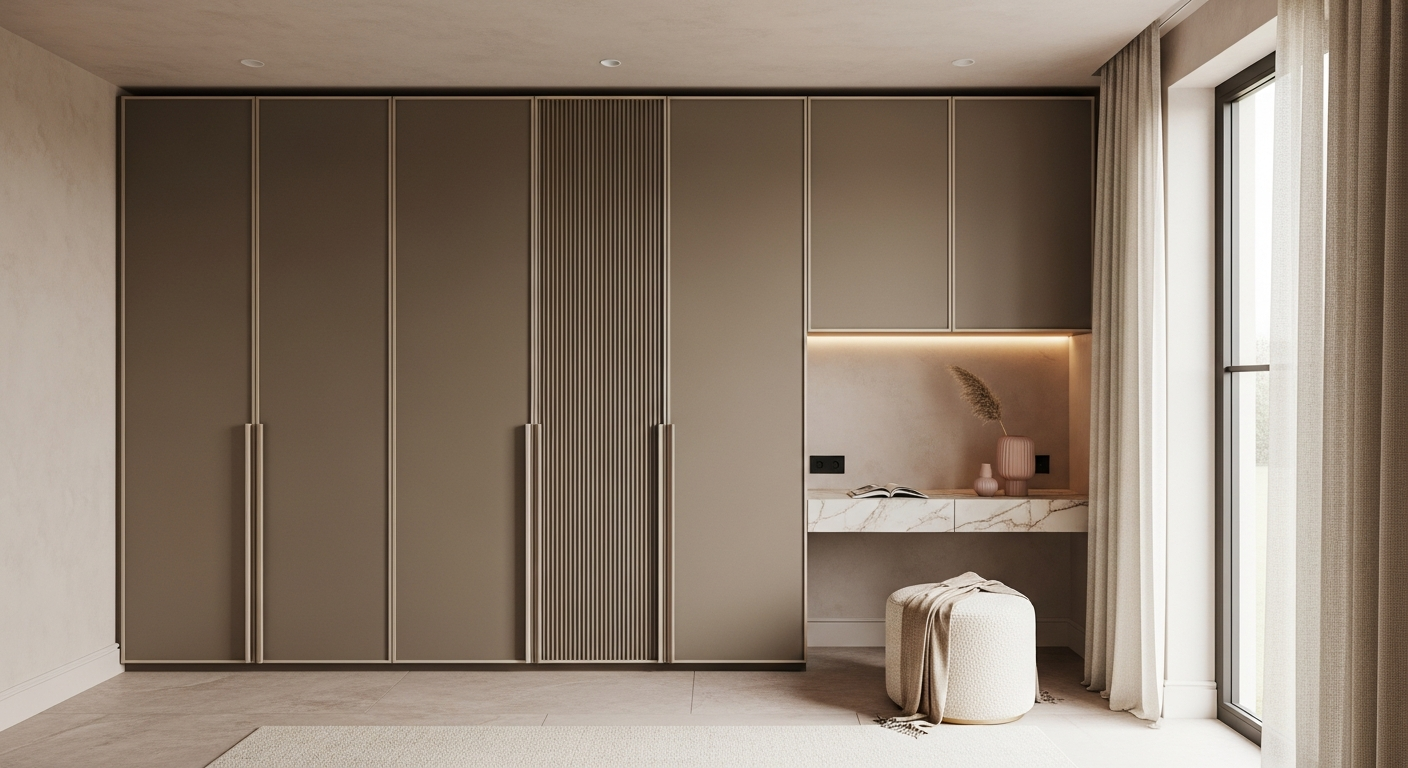 Petite Fluted Taupe Children's Wardrobe in 304 Stainless Steel