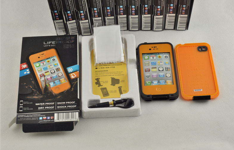 Orange / Black Protective Waterproof Cell Phone Case Life Proof For Iphone 4s