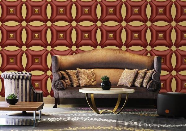 Golden Color Decorative 3D Home Wallpaper , PVC Wallpaper For House Interior