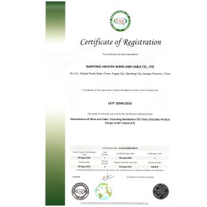 NANTONG HWATEK WIRES AND CABLE CO.,LTD. Сертификации