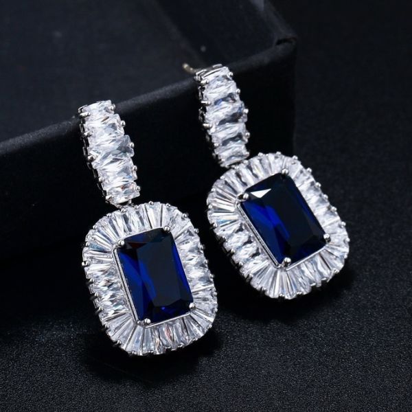 High Quality Women Vintage Luxury Rhinestone Earring jewelry CZ Zirconia Drop Natural stone earrings