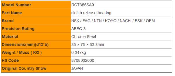 TOYOTA embreia os rolamentos RCT356SA9/50TKB3504BR/31230-35090 da liberação