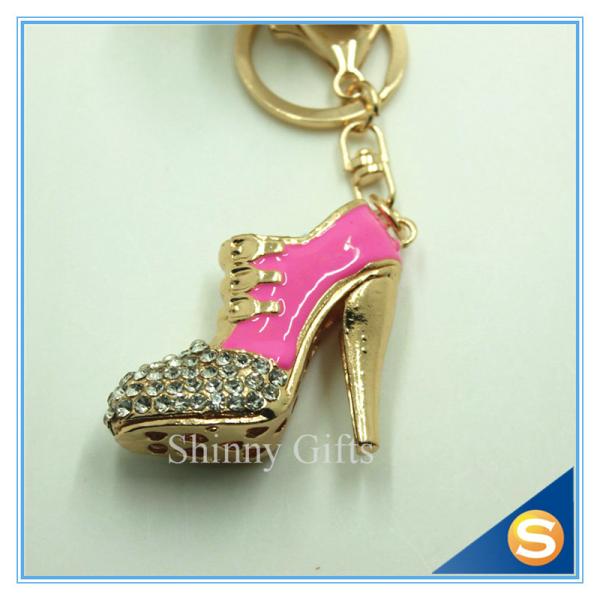 Rhinestone High Heeled Shoes Connecting Metal Key Chain Metal Charm Pendant Purse Bag Key Ring