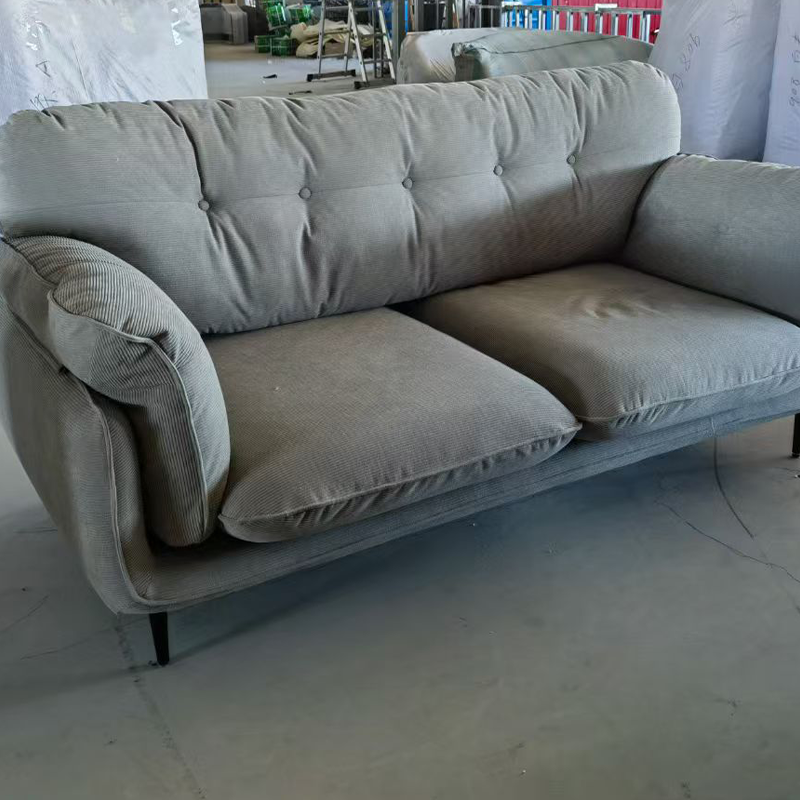 Italian Style Minimalist Double-Seat Framed Retro Sofa Comfortable Straight Row Leisure Fabric Sofa Couch for Apartment Villa