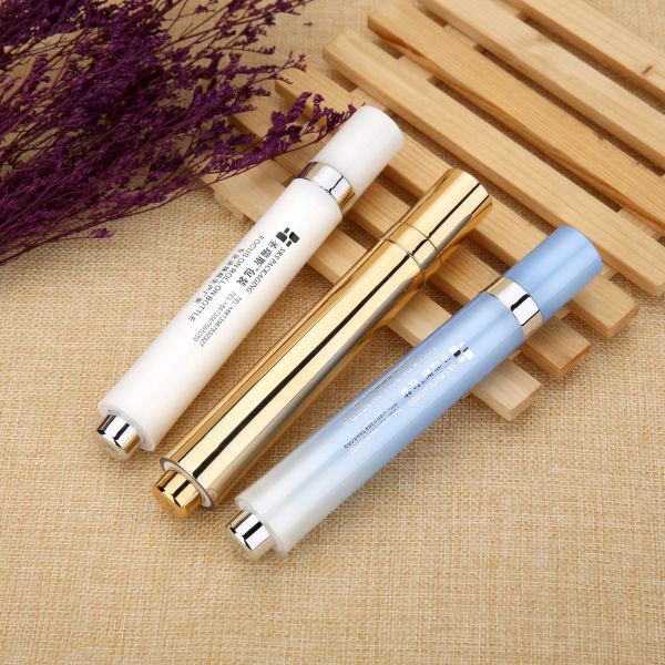 AY-15ML Gradient Blue Airless Pump Bottle With Roll On Steel Ball Under Eye Massager Packaging