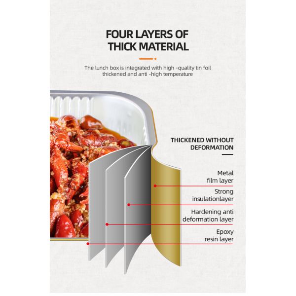Прямоугольный подгоняйте коробку для завтрака Takeout подносов коробок упаковки устранимую алюминиевую