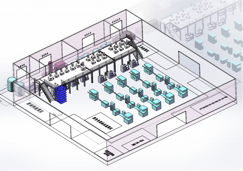 Automatic Ink Production Line Installation Fixed In The Platform