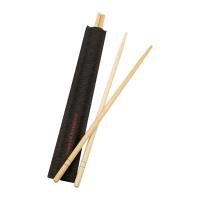 Hashis de bambu descartáveis biodegradáveis com envolvimento preto do papel da flor