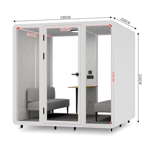 6-Person Soundproof Booth with 35±5dB Sound Insulation, 5 Year Warranty, and 7-Layer Acoustic Structure Office Pod