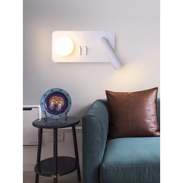 White Reading acrylic ball Wall Lamp 3W +5W Interior Bedroom Bedside Desk Wall Sconce Light Fixture For Indoor Hotel