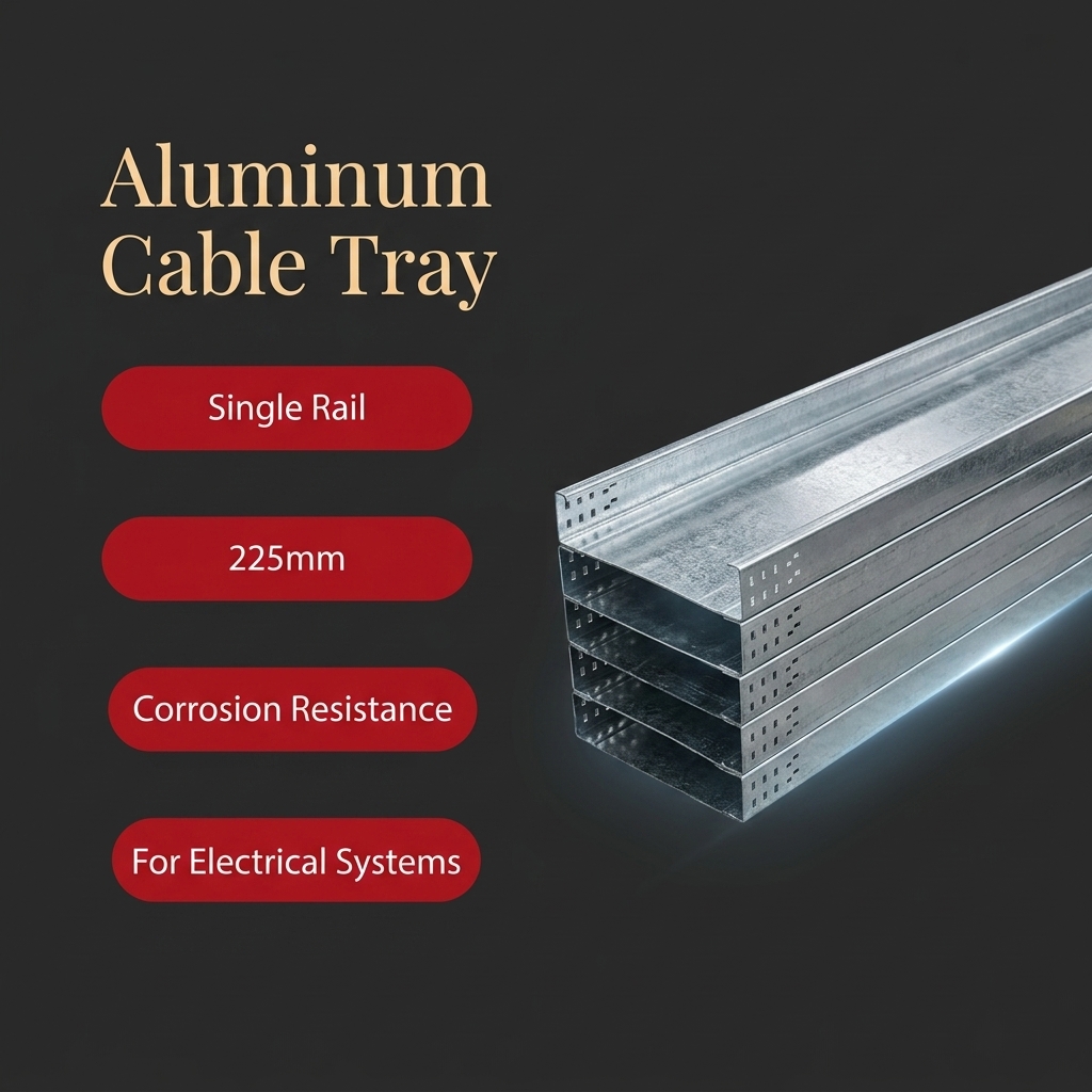 Single Rail 225mm Aluminum Cabe Tray For Electrical Systems