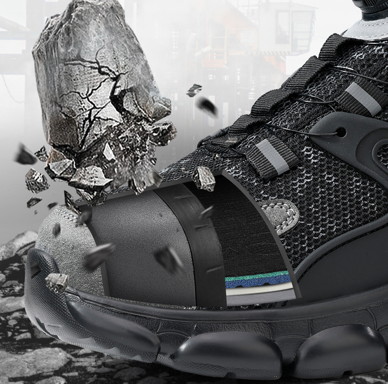 New Button-Closure Men’s Safety Shoes  Breathable Puncture-Resistant Anti-Smash Lightweight & Comfortable Steel Toe Work Shoes