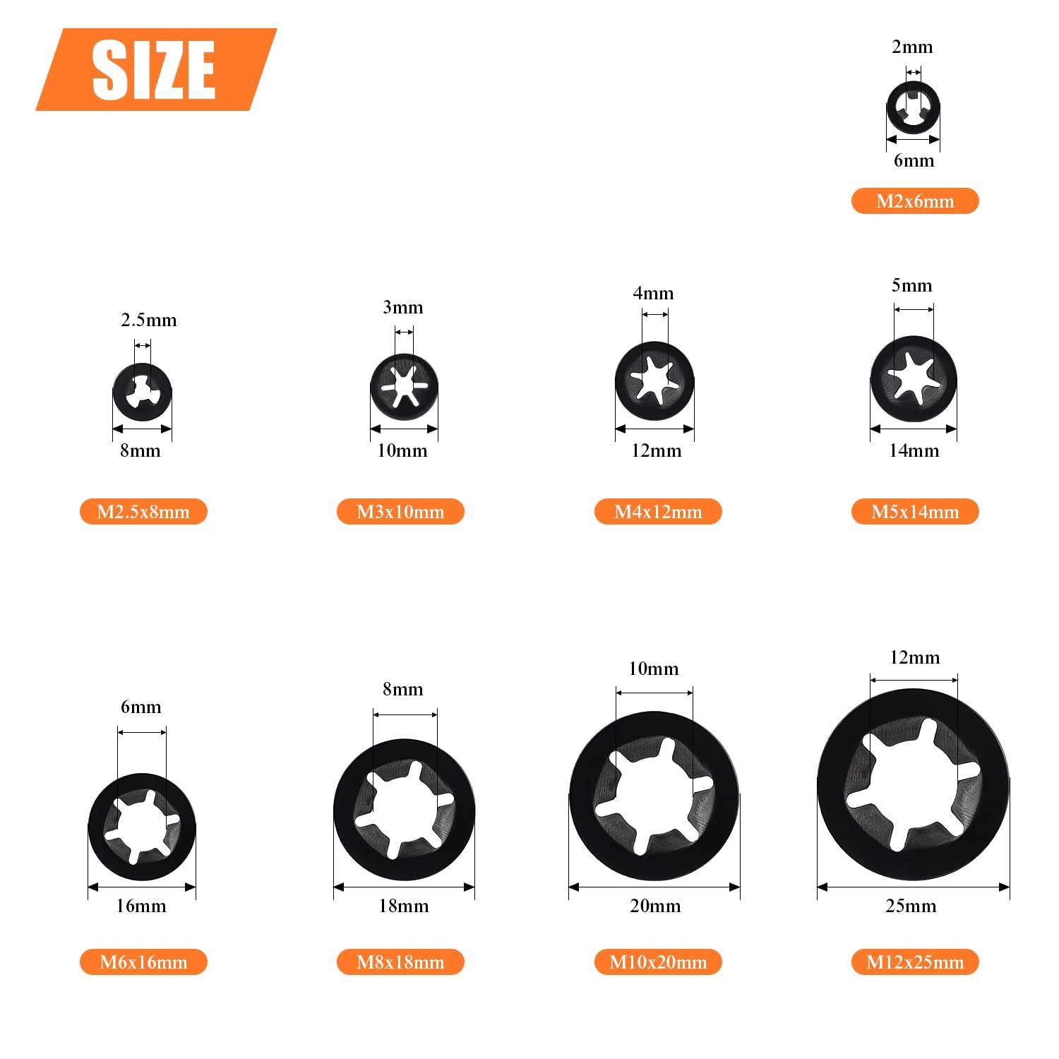 Spring Steel Starlock Washer | Push-On Shaft Retaining Washer with Internal Teeth