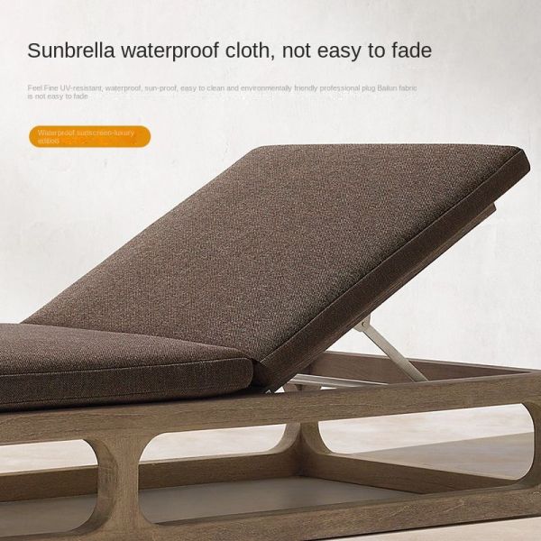 Customized Luxury Pool Teak Wood Lounge Chair With 5 Gears Backrest Adjustment Lesiure Bed