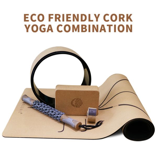 Home Exercise Custom Natural Yoga Cork Fitness Sets TPE ABS
