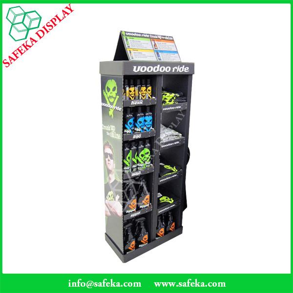 2 tier printing supermarket floor display stand corrugated health products display shelves for retail stores