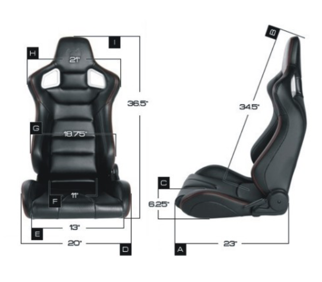 Automobile Universal Sport Racing Seats Carbon Look Red Stitching  With Double Or Single Slider