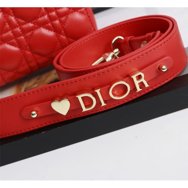 Lady Red Lambskin My Abcdior Dior Cannage Shoulder Bag D6806