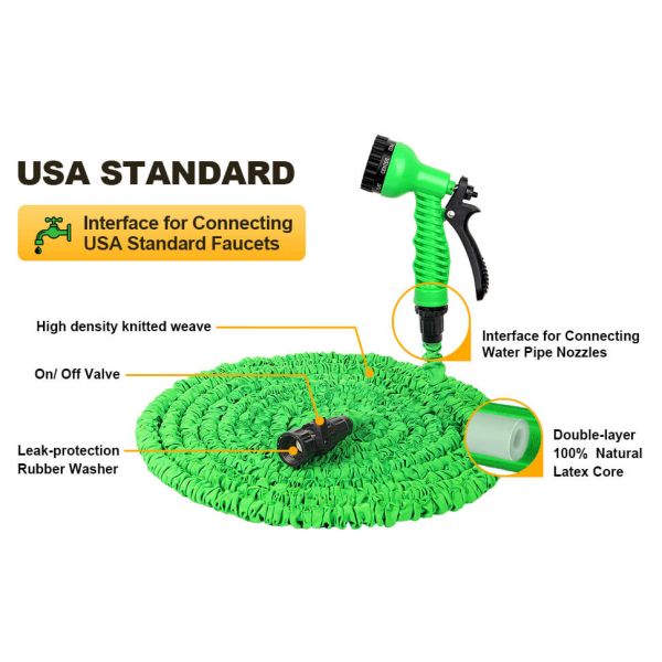 Garden Hose Reel Type Water Hose 25-250FT Expandable Magic Watering with High Pressure