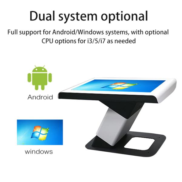 Z Shaped Irregular Smart Screen Touch Table Multimedia AIO Touch Screen Coffee Table