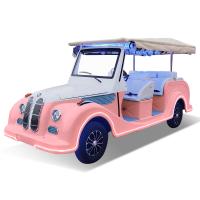 8 Seats Classic Golf Cart Steel Frame Iron Shell Stamping Body 5kw 48V*150AH  Pink Color Battery Operated