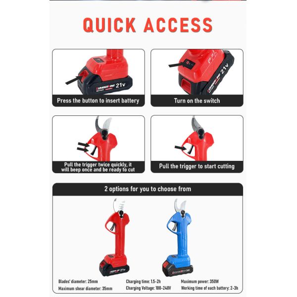 Китай 25мм садовый резчик беспроводной электрический перезаряжаемый ветви обрезка ножницы ножницы для продажи