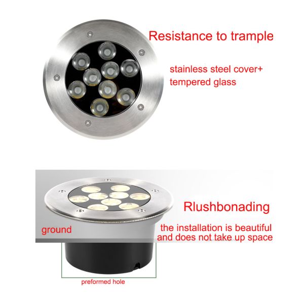 LED light embedded underground light outdoor waterproof multicolor spot light outdoor square villa pillar lights