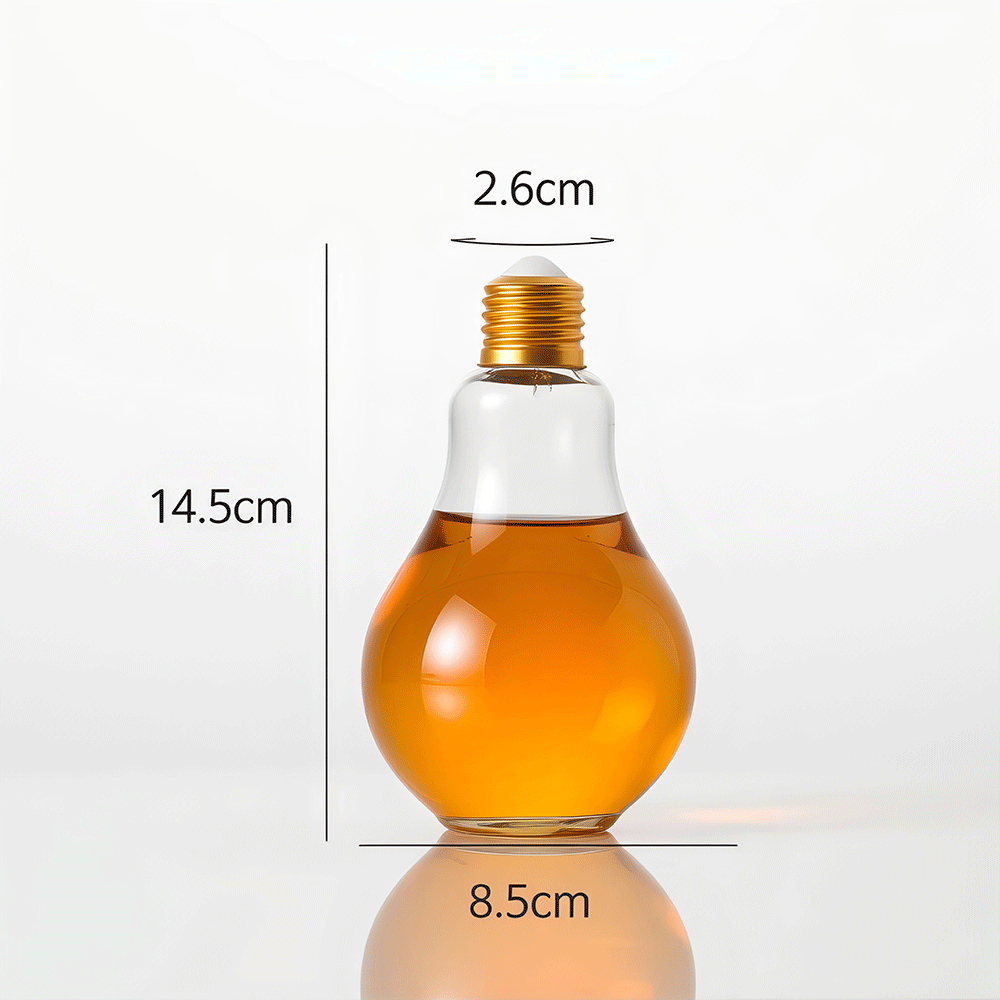 Round Shape Clear Glass Light Bulb Glass Bottle With Screw Cap For Beverage Packaging