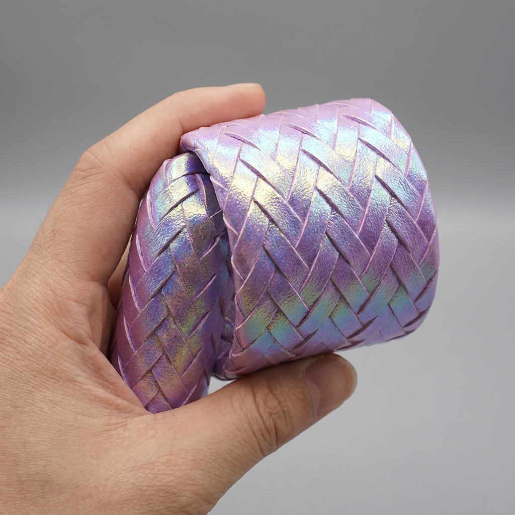 Wholesale Iridescent Woven PU Leather Roll for Garment Accessories and Shoe Bag Lining
