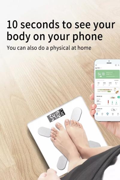 Battery Powered LED Glass Health Scale for Accurate Measurement of Body Fat Visceral Fat Muscle Bone and Basal Metabolic