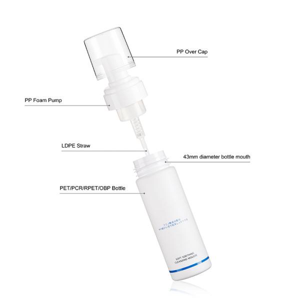 180ml Oem Cosmetic Foam Pump Bottles Pet Plastic Bottle With Cleaning Brush